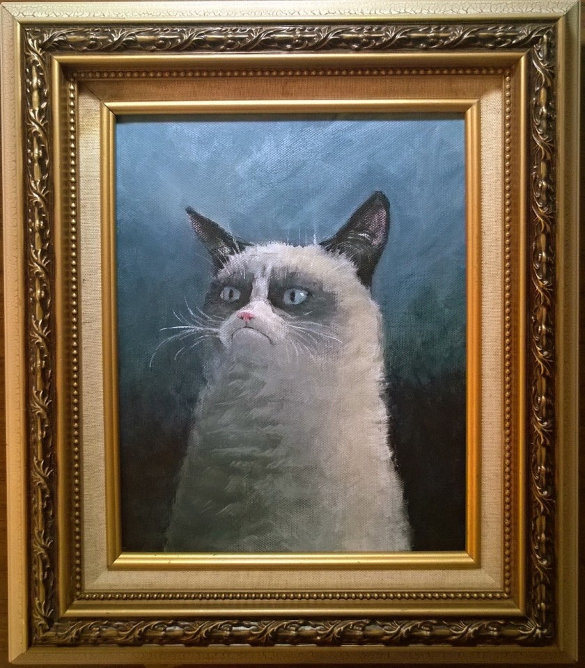 grumpy cat, acrylic painting